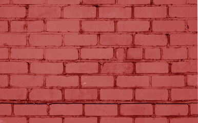 Wall Mural - Pattern of brick wall with blur effect in red tone.