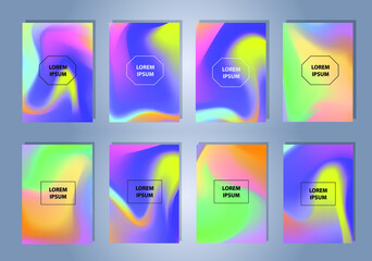 Poster - Set of abstract gradient banners. Minimal style color background. Template for wallpaper, mobile app, screen
