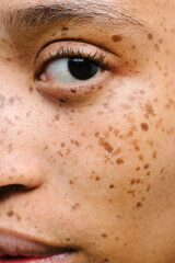 close up portrait of girl with freckles
