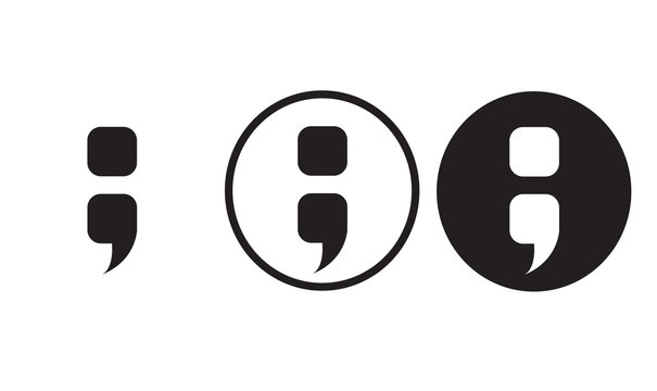 semicolon icon black outline for web site design 
and mobile dark mode apps 
Vector illustration on a white background