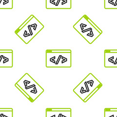 Line Web design and front end development icon isolated seamless pattern on white background. Vector