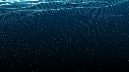 Leinwandbilder - Abstract digital background. Futuristic wave of dots and weave lines. Digital technology. 3d rendering.
