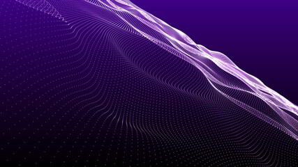 Poster - Abstract digital background. Futuristic wave of dots and weave lines. Digital technology. 3d rendering.