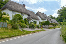 Thatched Cottages In Stapleford, Wiltshire, England