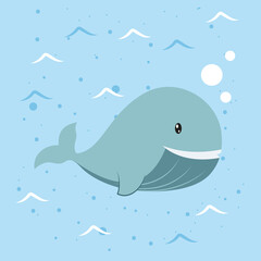 Poster - Cute whale cartoon