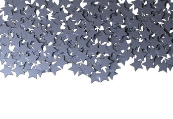 Fototapete - Silver Stars pattern isolated on white background. 3D rendering.