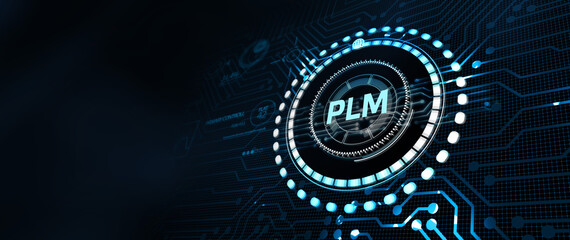PLM Product lifecycle management system technology concept. Technology, Internet and network concept.