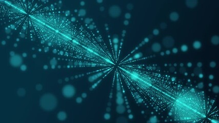 Poster - abstract moving blue particles technology background