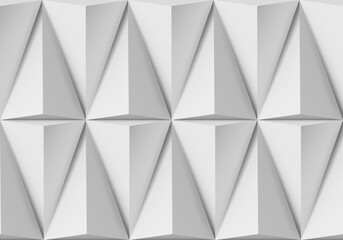 Poster - Abstract white background with triangular 3D shapes in pattern and side light