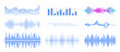 Graphic of amplitude or audio range effect. Chart of sound wave isolated on white background. Sound waves equalizer. Lie detector. Digital soundwave, vibrations amplitude. Vector illustration