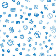 Set line Website statistic, Front end development and UI or UX design on seamless pattern. Vector