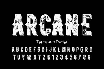 Poster - classic lettering, alphabet font, gray and white style background, typeface vector design