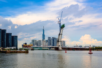 Wall Mural - The bridge over the Saigon River is under construction