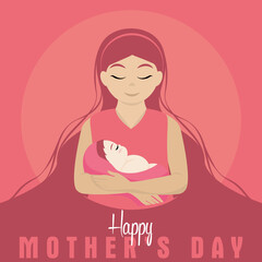 Poster - Mother carrying her daughter Mother day poster Vector