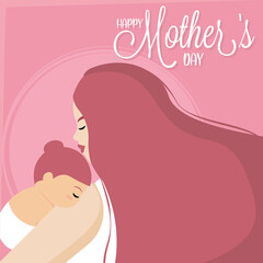 Poster - Mother carrying her daughter Mother day poster Vector