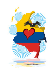 Wall Mural - Colombia flag and map