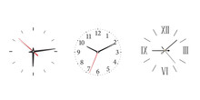 Modern Wall Clock Set With Roman And Arabic Numerals In Minimalism Style.