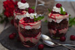 Closeup shot of cherry trifles in cups