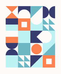 Colorful geometric pattern in Scandinavian style. Minimal geometric shapes compositions.