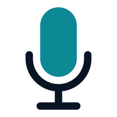 icon mic using flat style and blue color dominate