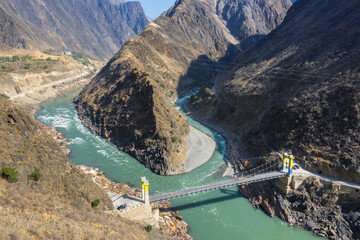 Canvas Print - aerial view of the bridge on Nujiang river