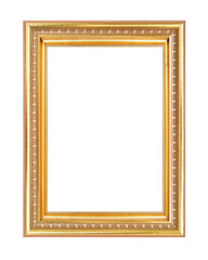 Wall Mural - Gold vintage picture and photo frame isolated on white background