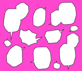 Poster - Set of hand drawn speech bubbles for comic book. 