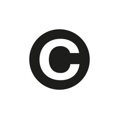 Copyright icon, C letter label for UI design button. Intellectual property protection symbol for websites and mobile apps design.