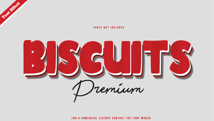 Biscuits text effect design vector. Editable 3D text