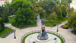 Krasnodar, Russia. Monument to Empress Catherine II in Catherine Square. Aerial view, Aerial View