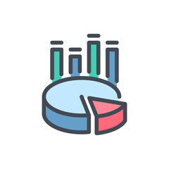  - Statistics and analytics color line icon. Chart and graph vector outline colorful sign.