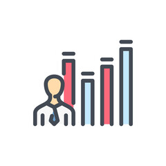 Poster - business person with statistics chart color line icon. personal rating and user performance vector o