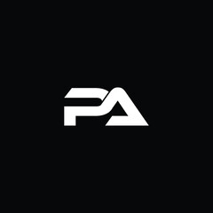 pa letter logo design with black background