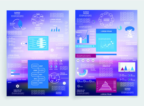 Brochure for business reports, cover layout and infographics