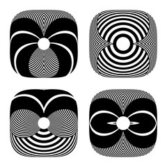 Abstract patterns on square shape. Design elements set.