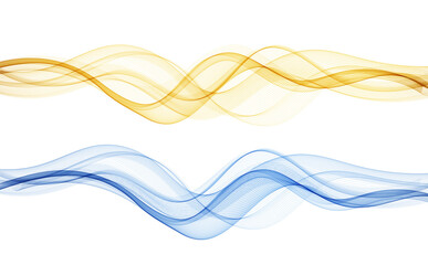 Poster - Vector abstract colorful flowing gold wave lines isolated on white background. Design element for wedding invitation, greeting card