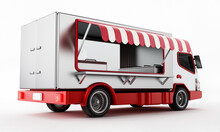 Generic Fast Food Truck Isolated On White Background. 3D Illustration
