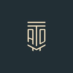 AO initial monogram with simple line art pillar logo designs