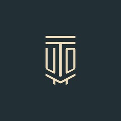 UO initial monogram with simple line art pillar logo designs