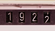 New Year 1922 Numbers Change On A Mechanical Counter