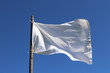 The white flag against the blue sky.  Surrender concept.
