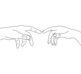 Line art hands vector illustration isolated on white background. Vector illustration. Concept for wall art, logo, card, banner