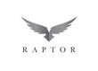 Eagle logo. Hawk icon. Abstract bird of prey symbol. Flying falcon raptor sign. Brand identity concept template vector illustration.