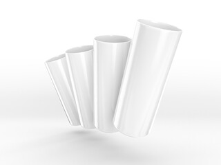 Rendering long drink acrylic cup isolated on white background with different positions. 3d illustration