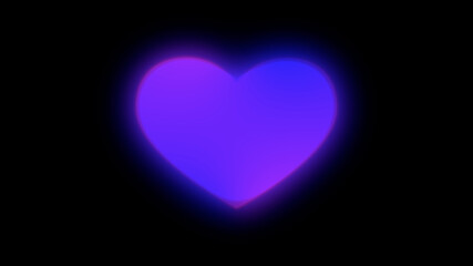 Wall Mural - Neon Glow Heart Shape Beating Flat Design on White Background