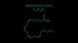 Fototapeta Mapy - Arachidonic acid or AA sometimes ARA Molecular Structure Symbol on black background
