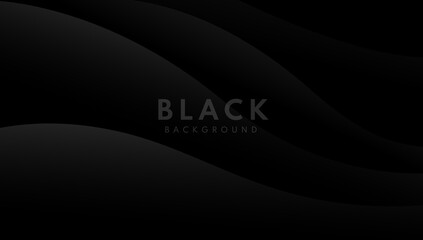 Wall Mural - Abstract black wave shape overlapping layer background. Modern minimal dark template. Simple flat geometric curve design. You can use for cover, poster, banner web, flyer, Landing page, Print ad.