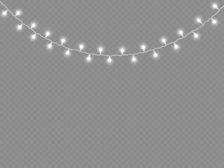 Wall Mural - glowing lights garland christmas, led neon lamp.