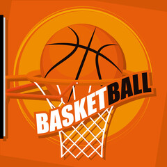 Wall Mural - Baketball net an ball in a poster Vector illustration