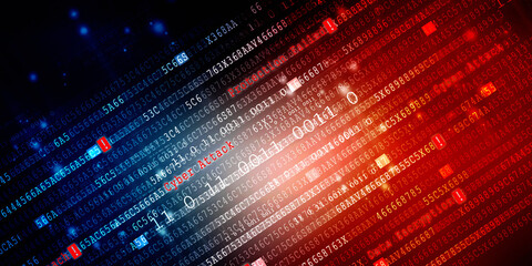 Poster - 2d illustration abstract digital binary data on computer screen